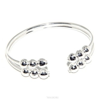 RMB|SILVER 925: Bracelet female open slave double opposed 'faceted balls