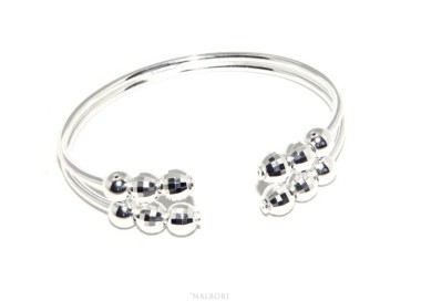 RMB|SILVER 925: Bracelet female open slave double opposed 'faceted balls