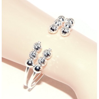 RMB|Bracciale donna schiava aperto doppio contrarie' palline diamantate