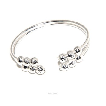 RMB|SILVER 925: Bracelet female slave open double opposite 'diamond balls