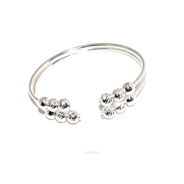 RMB|Bracciale donna schiava aperto doppio contrarie' palline diamantate
