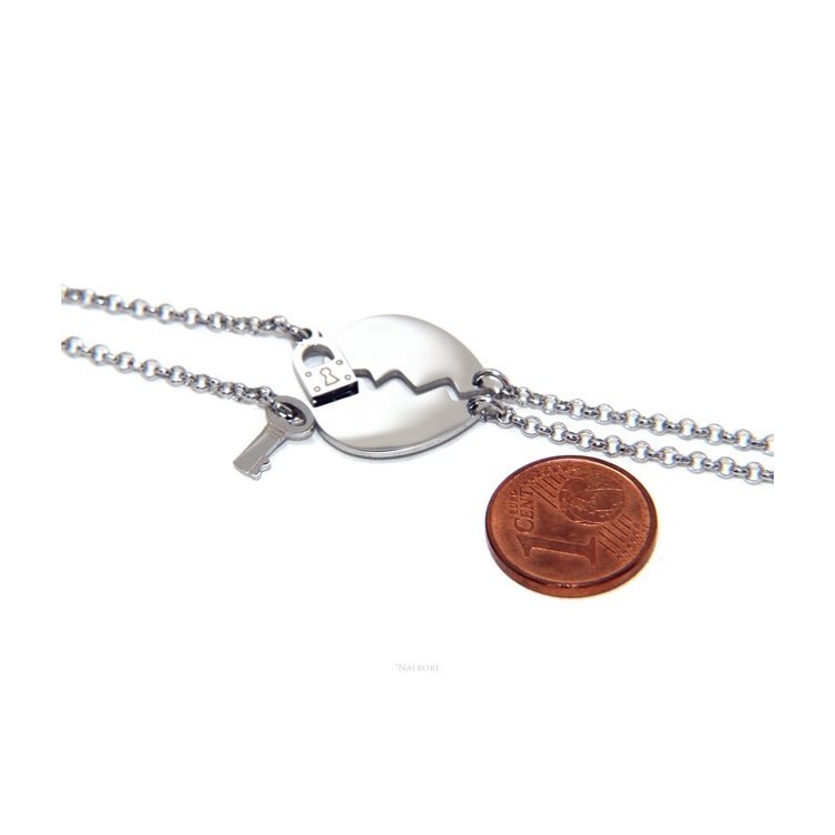 RMB|NALBORI double hypoallergenic steel bracelet he her heart key padlock