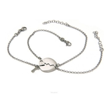 RMB|NALBORI double hypoallergenic steel bracelet he her heart key padlock