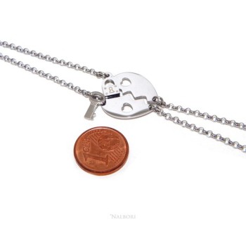 RMB|NALBORI double hypoallergenic steel bracelet he her heart pierced key padlock