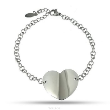 RMB|NALBORI anallergic steel bracelet rolo 'with big heart in the center