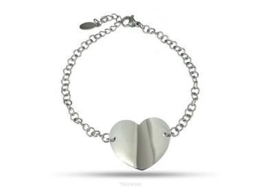 RMB|NALBORI bracciale acciaio anallergico rolo' con grande cuore al centro