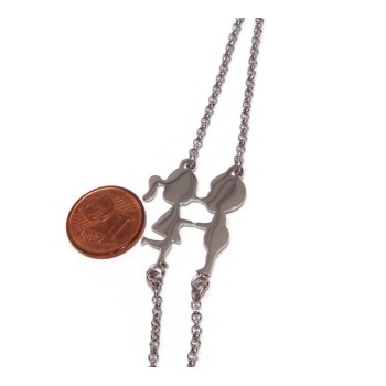 RMB|bracciale acciaio anallergico doppio lui lei bambini che si baciano