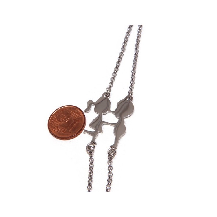 RMB|bracciale acciaio anallergico doppio lui lei bambini che si baciano