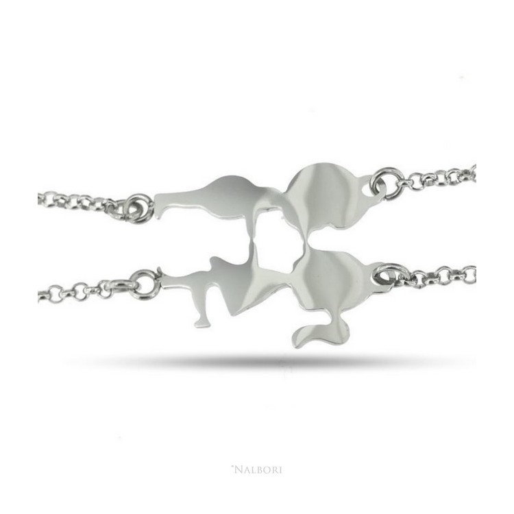 RMB|double hypoallergenic steel bracelet he she children kissing