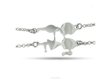 RMB|double hypoallergenic steel bracelet he she children kissing