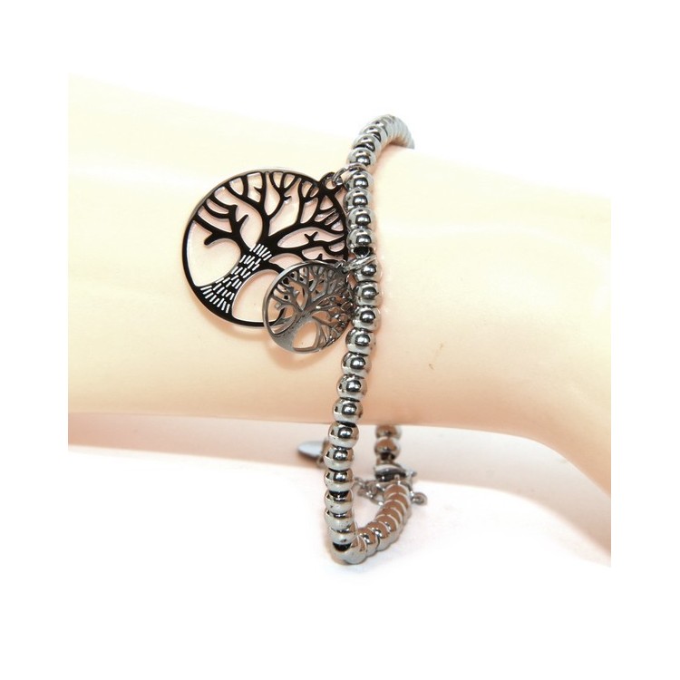 RMB|NALBORI bracelet anallergic steel balls with tree of life pendant