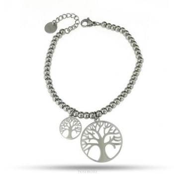 RMB|NALBORI bracelet anallergic steel balls with tree of life pendant