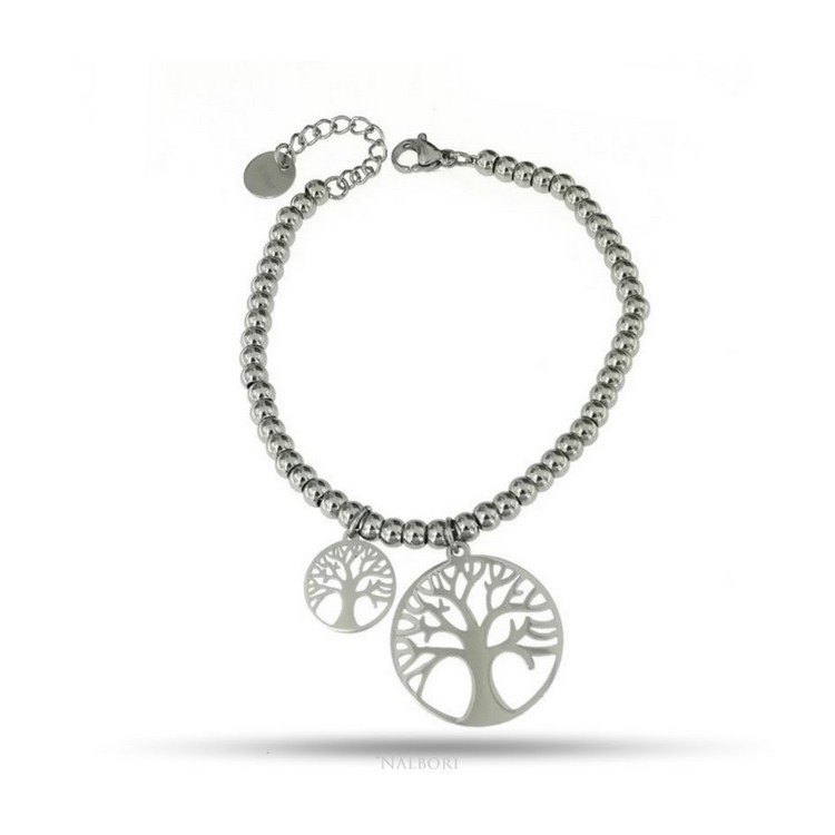 RMB|NALBORI bracelet anallergic steel balls with tree of life pendant
