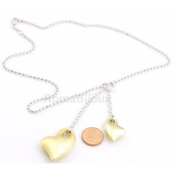 RMB|ARGENTO 925: Girocollo Beads Faux Saliscendi con Ciondoli Cuori oro giallo