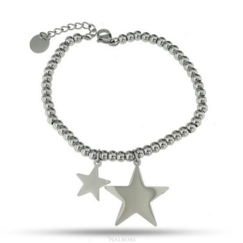 RMB|NALBORI bracciale acciaio anallergico palline con ciondolo stella e stellina