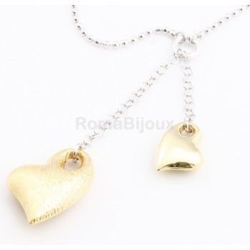 RMB|ARGENTO 925: Girocollo Beads Faux Saliscendi con Ciondoli Cuori oro giallo