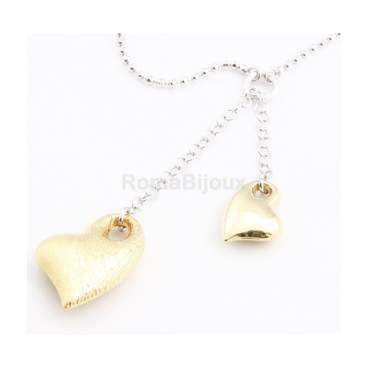 RMB|ARGENTO 925: Girocollo Beads Faux Saliscendi con Ciondoli Cuori oro giallo