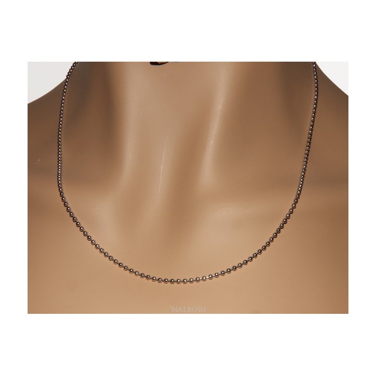 RMB|ARGENTO 925 : Girocollo collana pallini palline balls 2,0 mm varie lunghezze modello scuro anticato