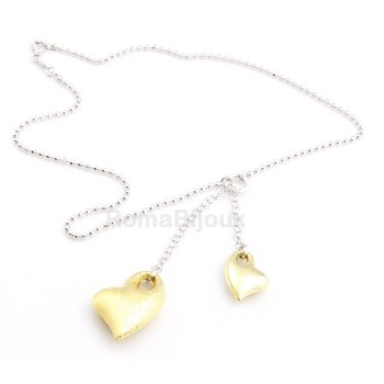 RMB|ARGENTO 925: Girocollo Beads Faux Saliscendi con Ciondoli Cuori oro giallo
