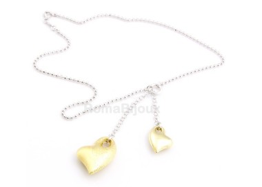 RMB|ARGENTO 925: Girocollo Beads Faux Saliscendi con Ciondoli Cuori oro giallo