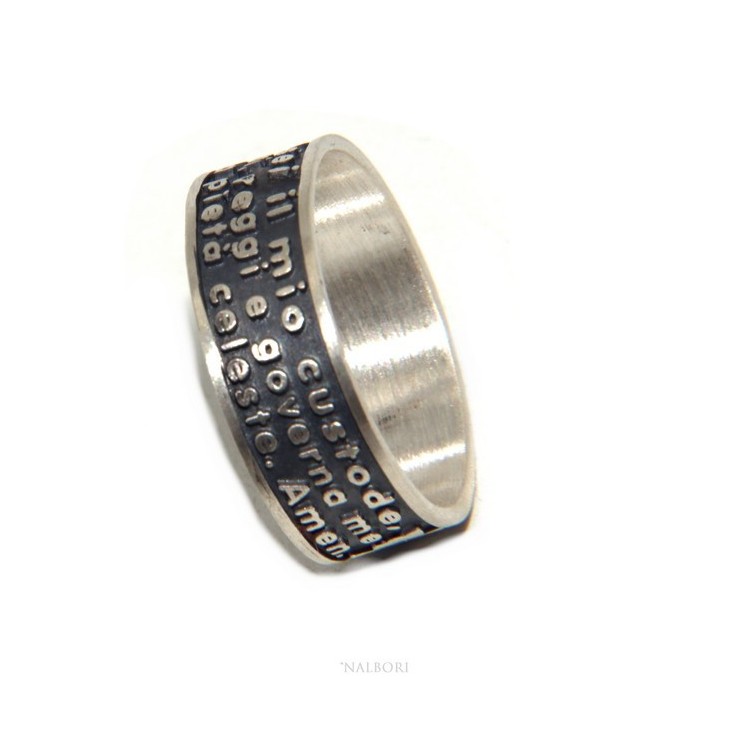 RMB|Silver 925 ring for men women band prayer Angel of God Italian