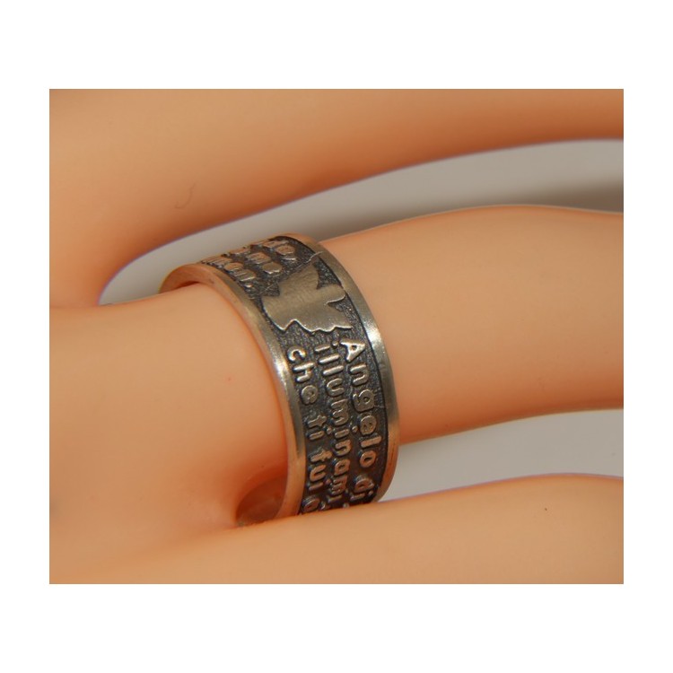 RMB|Anello Argento 925 da uomo donna fascia preghiera Angelo di Dio italiano  Serie Mistika di Nalbori