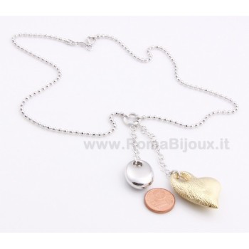 RMB|SILVER 925: Choker Beads Faux Saliscendi with Heart Pendant Yellow