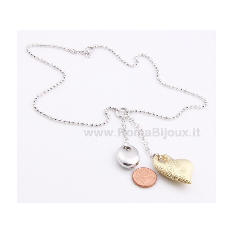 RMB|SILVER 925: Choker Beads Faux Saliscendi with Heart Pendant Yellow