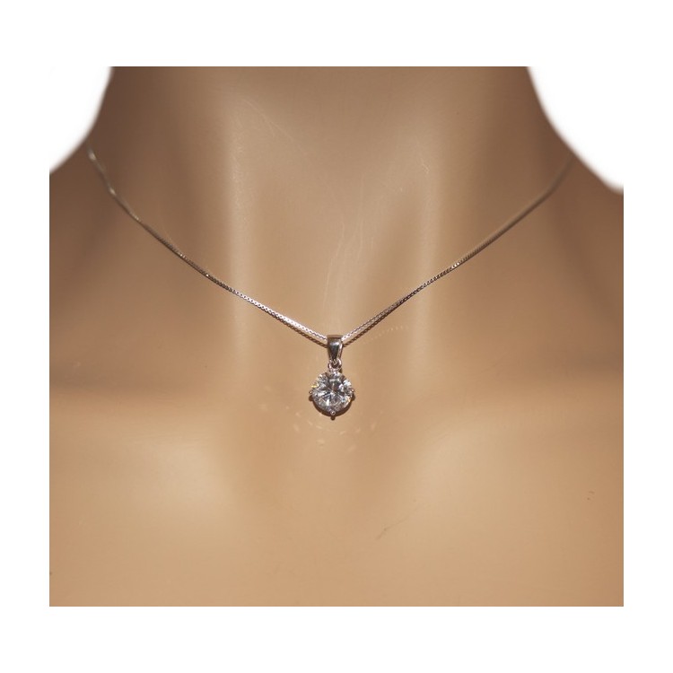 RMB|Collier necklace 925 silver man woman point light bright white zircon 8 mm