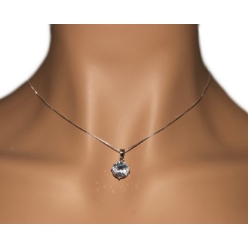 RMB|Collier collana argento 925 uomo donna punto luce brillante zircone bianco 10 mm