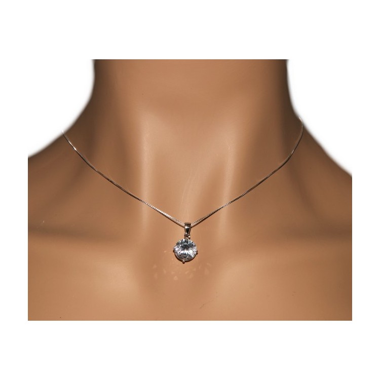 RMB|Collier collana argento 925 uomo donna punto luce brillante zircone bianco 10 mm