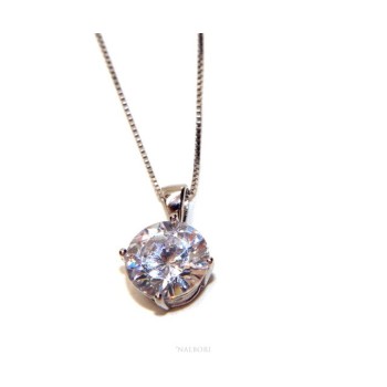 RMB|Collier collana argento 925 uomo donna punto luce brillante zircone bianco 10 mm