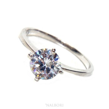 RomaBijoux|silver 925  Solitaire with zircon 7,0 mm brilliant cut
