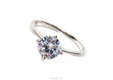 RMB|anello argento 925 Solitario con zircone da 7 mm taglio brillante