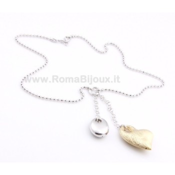 RMB|ARGENTO 925: Girocollo Beads Faux Saliscendi con Ciondolo Cuore Giallo