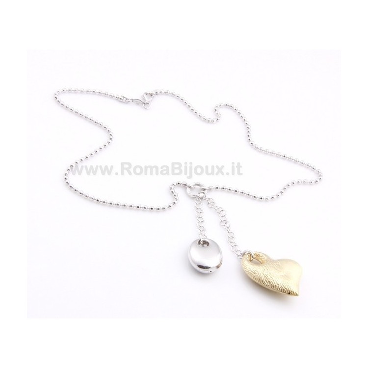 RMB|ARGENTO 925: Girocollo Beads Faux Saliscendi con Ciondolo Cuore Giallo