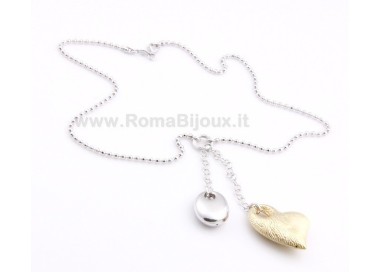 RMB|SILVER 925: Choker Beads Faux Saliscendi with Heart Pendant Yellow