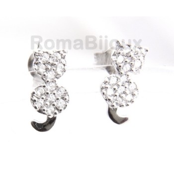 RMB|italian silver :   woman earrings zirconia white cat kitten tail contrary