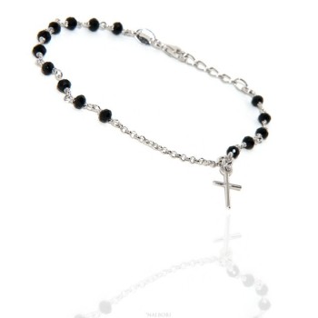 RMB|Rosary bracelet man woman in 925 sterling silver cross pendant 15.5-18 cm