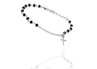 RMB|Rosary bracelet man woman in 925 sterling silver cross pendant 15.5-18 cm