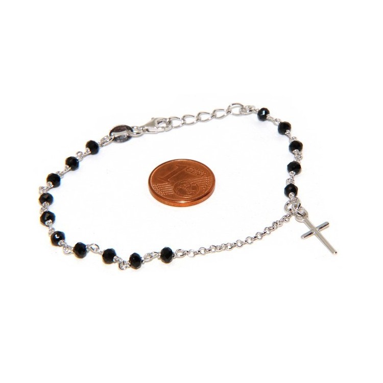 RMB|Rosary bracelet man woman in 925 sterling silver cross pendant 15.5-18 cm