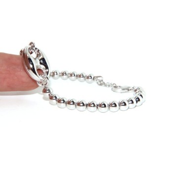 RMB|Bracelet man woman in Sterling Silver 5 mm balls and marine sweater circumference wrist 16,50 - 19.50 cm