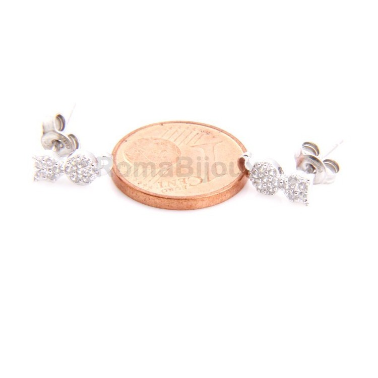 RMB|italian silver :   woman earrings zirconia white cat kitten tail contrary