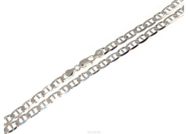 RMB|ARGENTO 925 : Collana o Bracciale uomo maglia marina traversino 7 x 13 mm massiccia piena diamantata