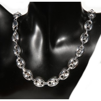 RMB|SILVER 925: Complete set of necklace + bracelet woman marine sweater 18 x 13 mm large