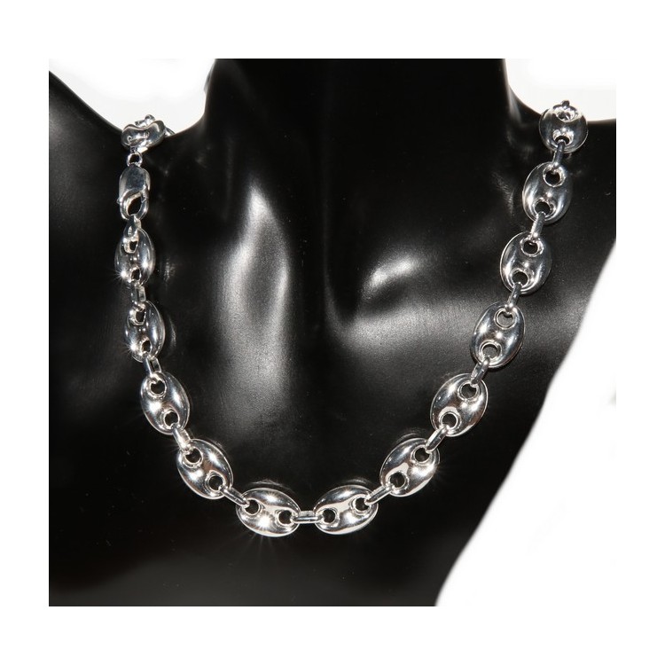 RMB|SILVER 925: Complete set of necklace + bracelet woman marine sweater 18 x 13 mm large