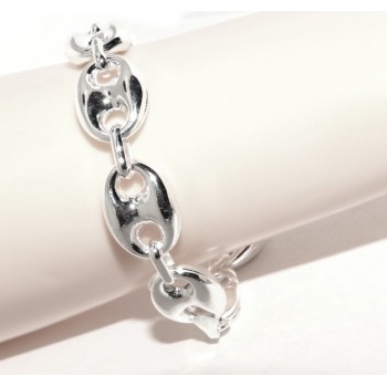 RMB|SILVER 925: Complete set of necklace + bracelet woman marine sweater 18 x 13 mm large