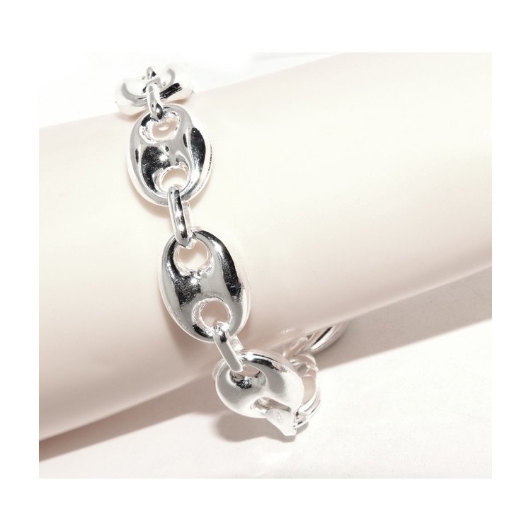 RMB|SILVER 925: Complete set of necklace + bracelet woman marine sweater 18 x 13 mm large