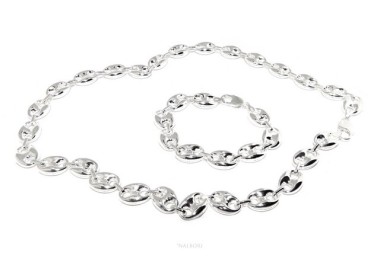 RMB|SILVER 925: Complete set of necklace + bracelet woman marine sweater 18 x 13 mm large