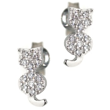 RMB|cat earrings 925 silver pavé zircons contrariè kitten tail